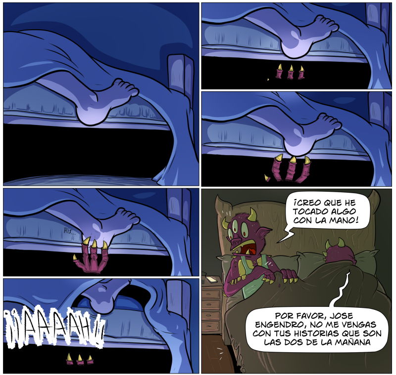 - Hala! Ya has despertado a Engendrito con tus gritos!
- Por favor, deja de llamar así a Alfredito, que también es hijo tuyo.